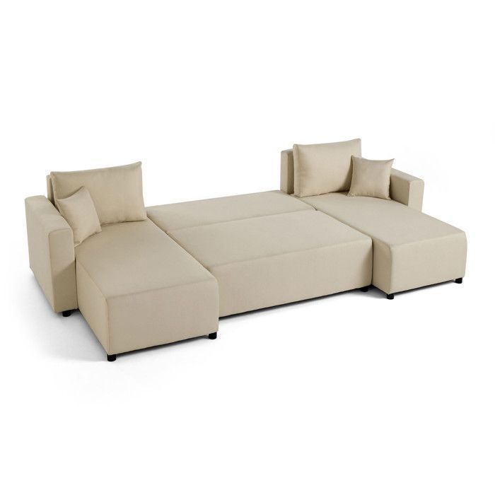 Regala - divano panoramico - 7 posti - trasformabile con contenitore - tessuto - beige