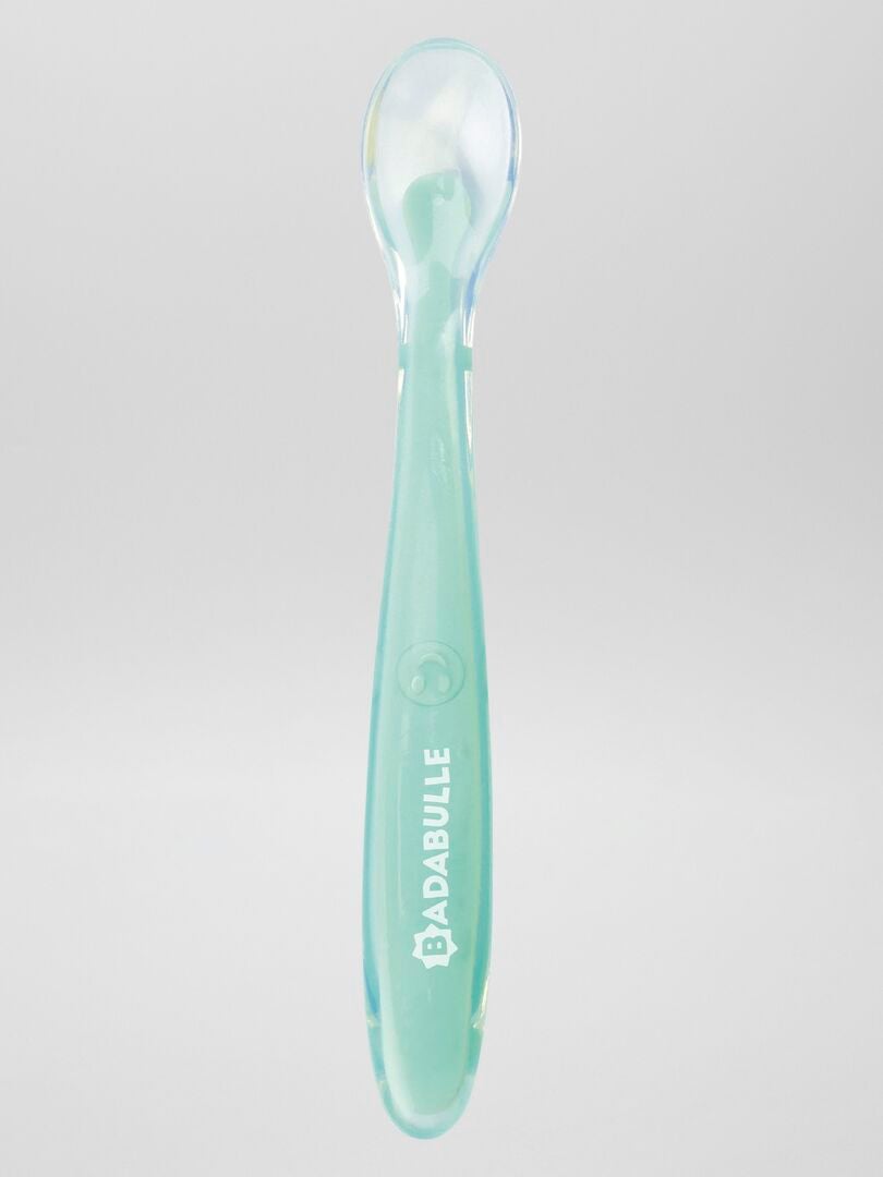 Set van 2 'Badabulle' siliconen lepels - blauw/geel