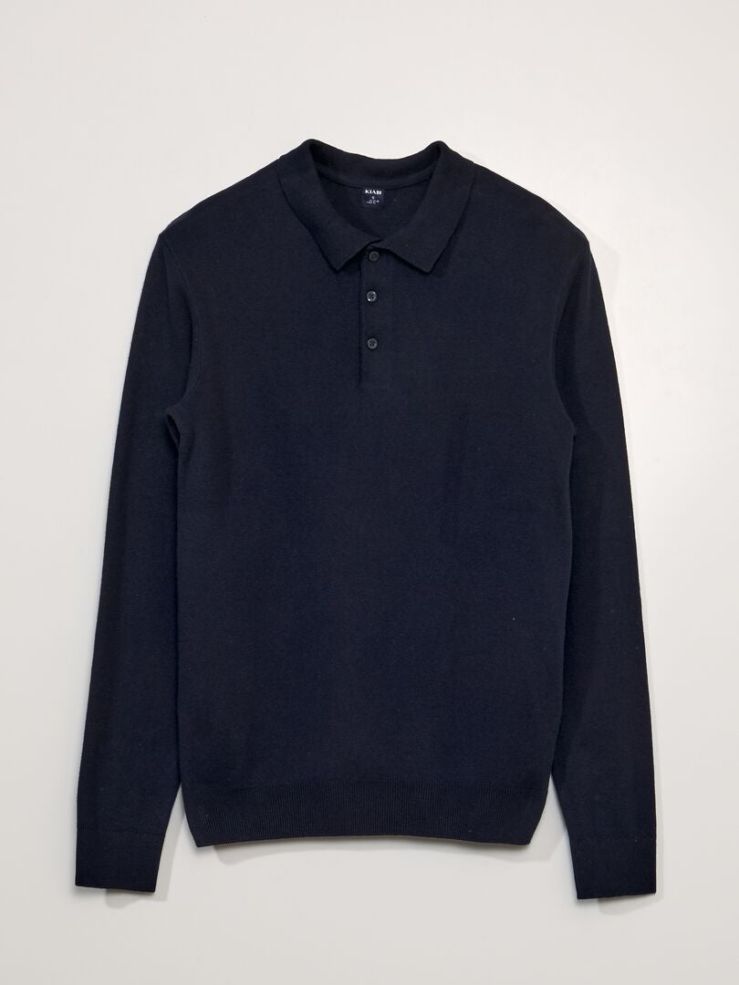 Poloshirt van fleecestof - BLAUW
