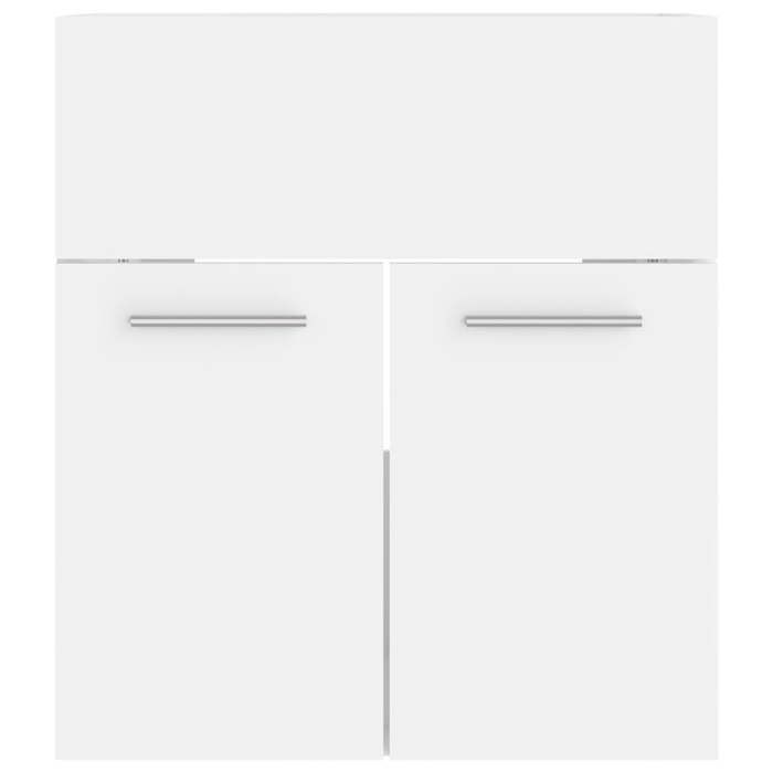 Badkamermeubelset - KALISSE - Wit - 41x38,5x46 cm - Geïntegreerde wastafel - Inclusief spiegel - Spaanplaat