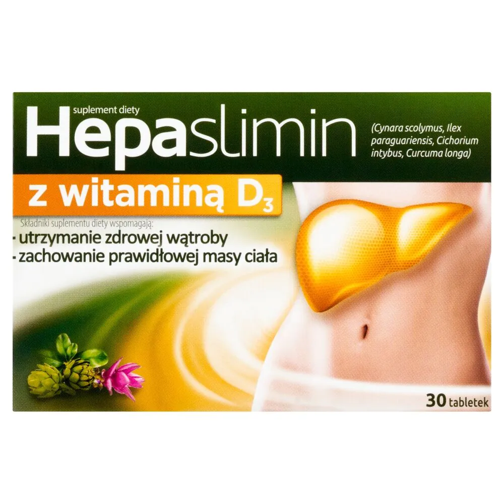 Hepaslimin z Wit. D3, Preparat wspomagający pracę wątroby, Tabletki
