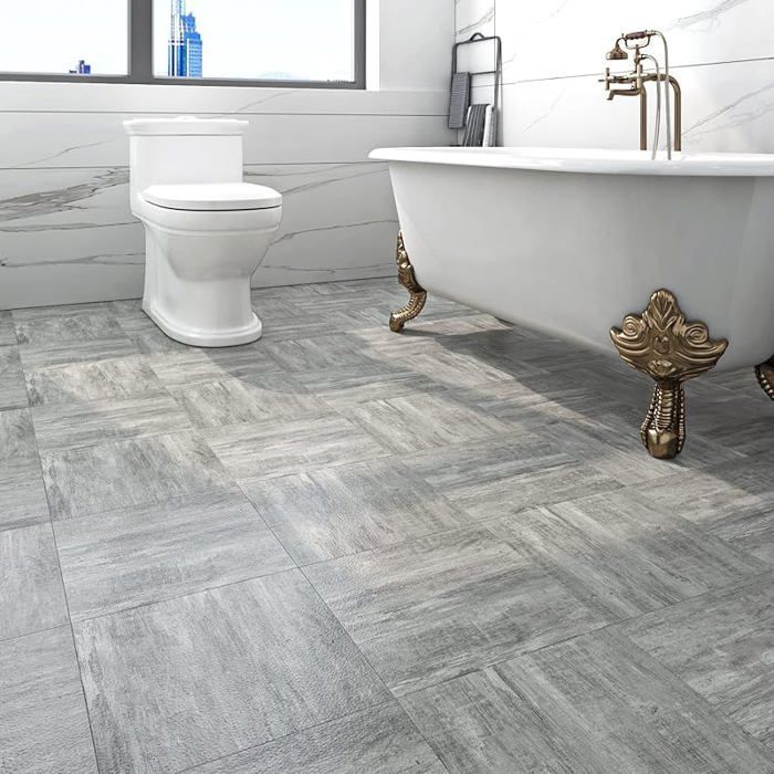 Suelo adhesivo de PVC imitación madera, suelo adhesivo de linóleo impermeable, suelo adhesivo para baño, tablero adhesivo de PVC, suelo de madera gris, 4 suelos de PVC