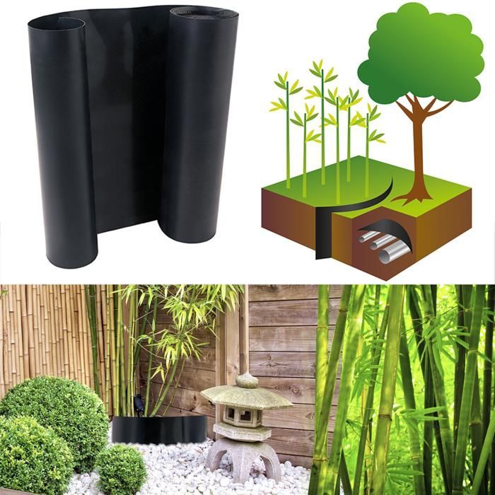 IDMARKET Barrière anti-racines bambou 5m 800gr anti-rhizomes H.80 cm