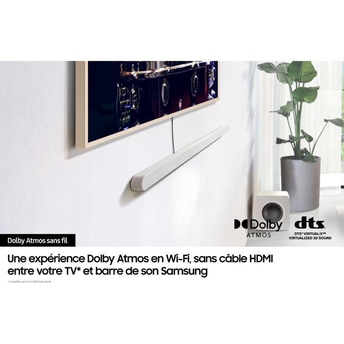 SAMSUNG HW-S801D/ZF - Barre de son 3.1.2ch - Atmos sans fil - Ultra-fine - Bluetooth - Contrôle vocal - Q-Symphony 3.0 - Blanc
