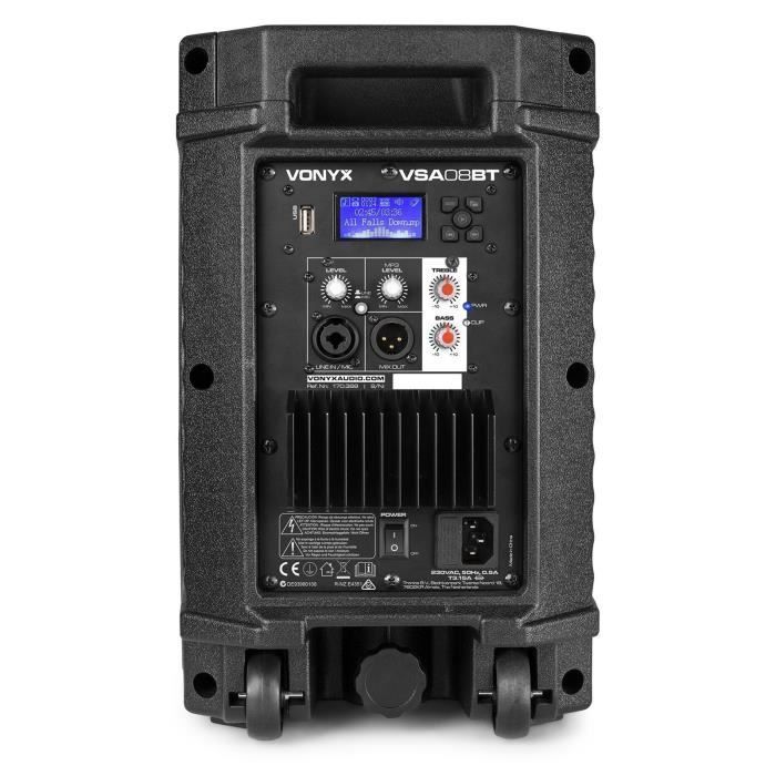 Caixa de som ativa bi-amplificada - VONYX - VSA08BT - Bluetooth 5.0 - 250 Watts - Woofer de 8 polegadas