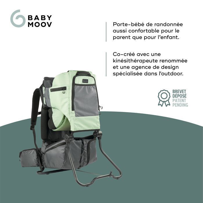 Marsupio Babymoov Moov & Hike - Ultra comfort - Sistemi brevettati, verde