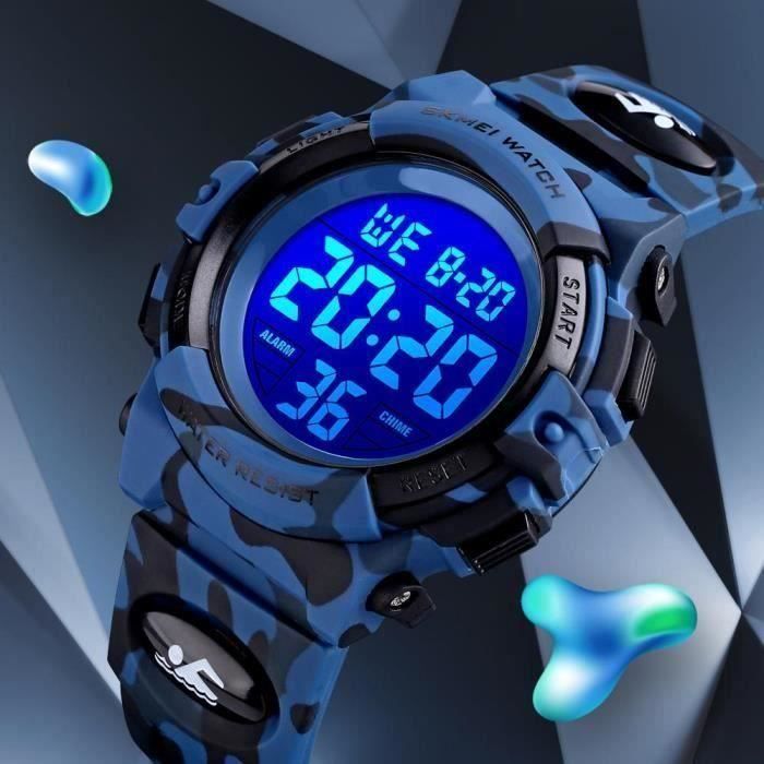 Reloj deportivo SHARPHY para niños, resistente al agua, digital LED, estilo militar 2020, correa azul, regalo para niños.