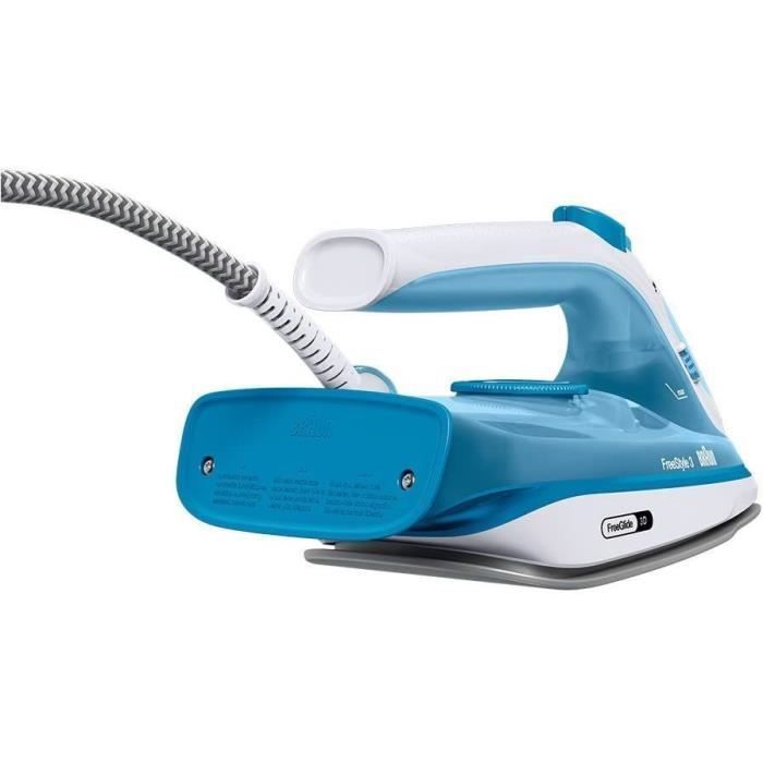 Fer à vapeur BRAUN FI3144 BL FreeStyle 3 - Semelle SuperCeramic - Puissance 2400 W - Vapeur constante 45 g/min