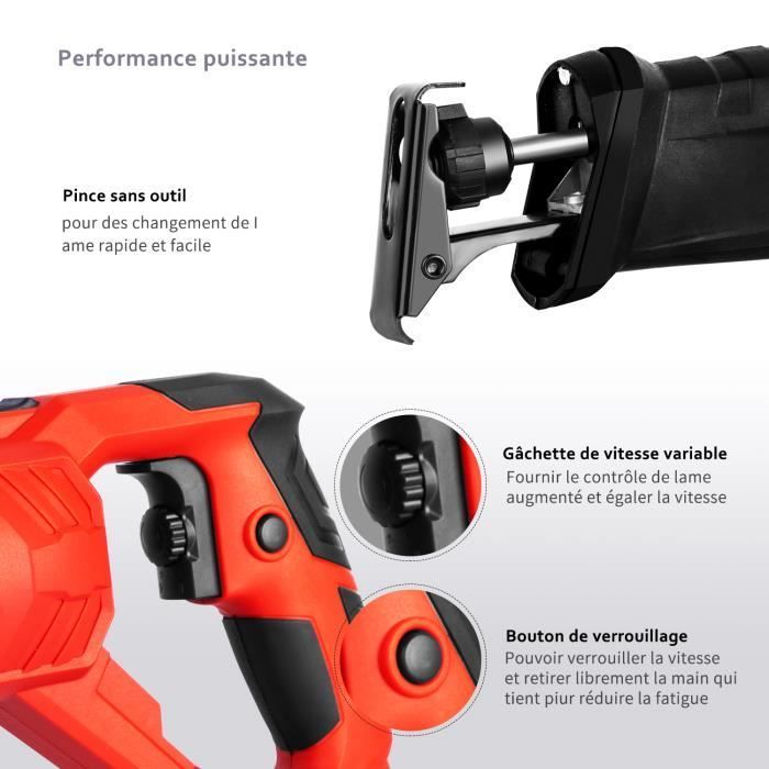 Scie sabre - TEENO - 850W - 2 lames fournies - sabot réglable - LED