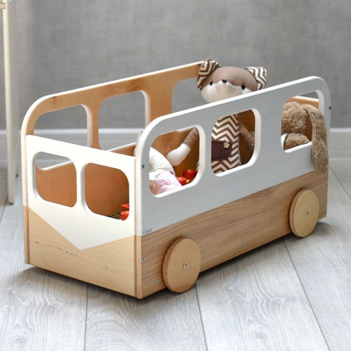 EWART WOODS Coffre à Jouets en Bois avec Roulettes – Rangement pour Jouets Enfants, Bibliothèque Bébé
