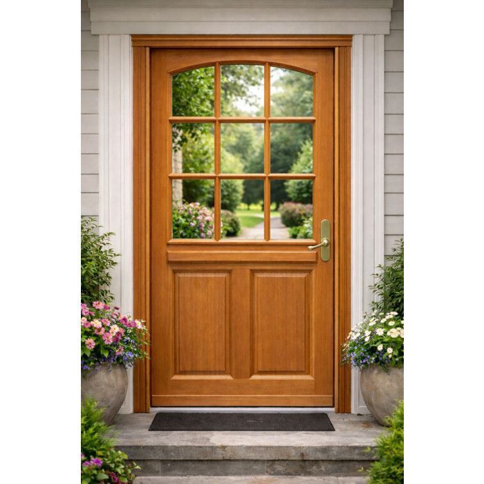 Porta d'ingresso in legno vetrata modello Agatha, H.215 x L.90 cm, lato sinistro