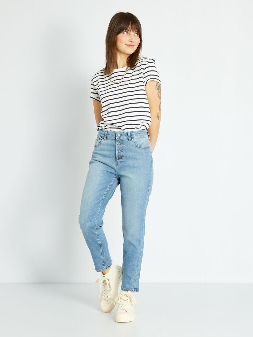 Calça jeans mom de cintura muito alta - Tamanho 34 - azul