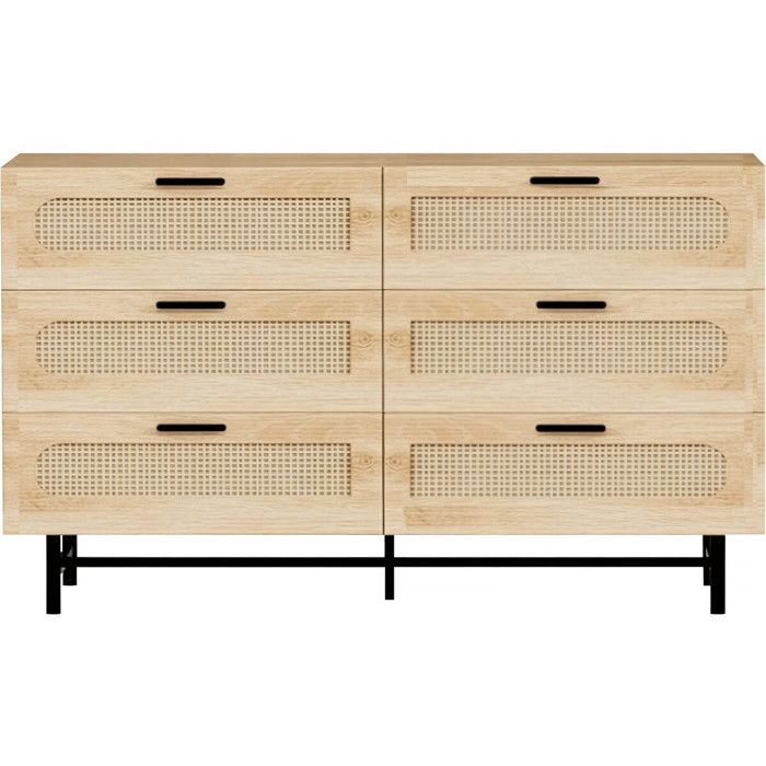 Commode en bois et cannage 