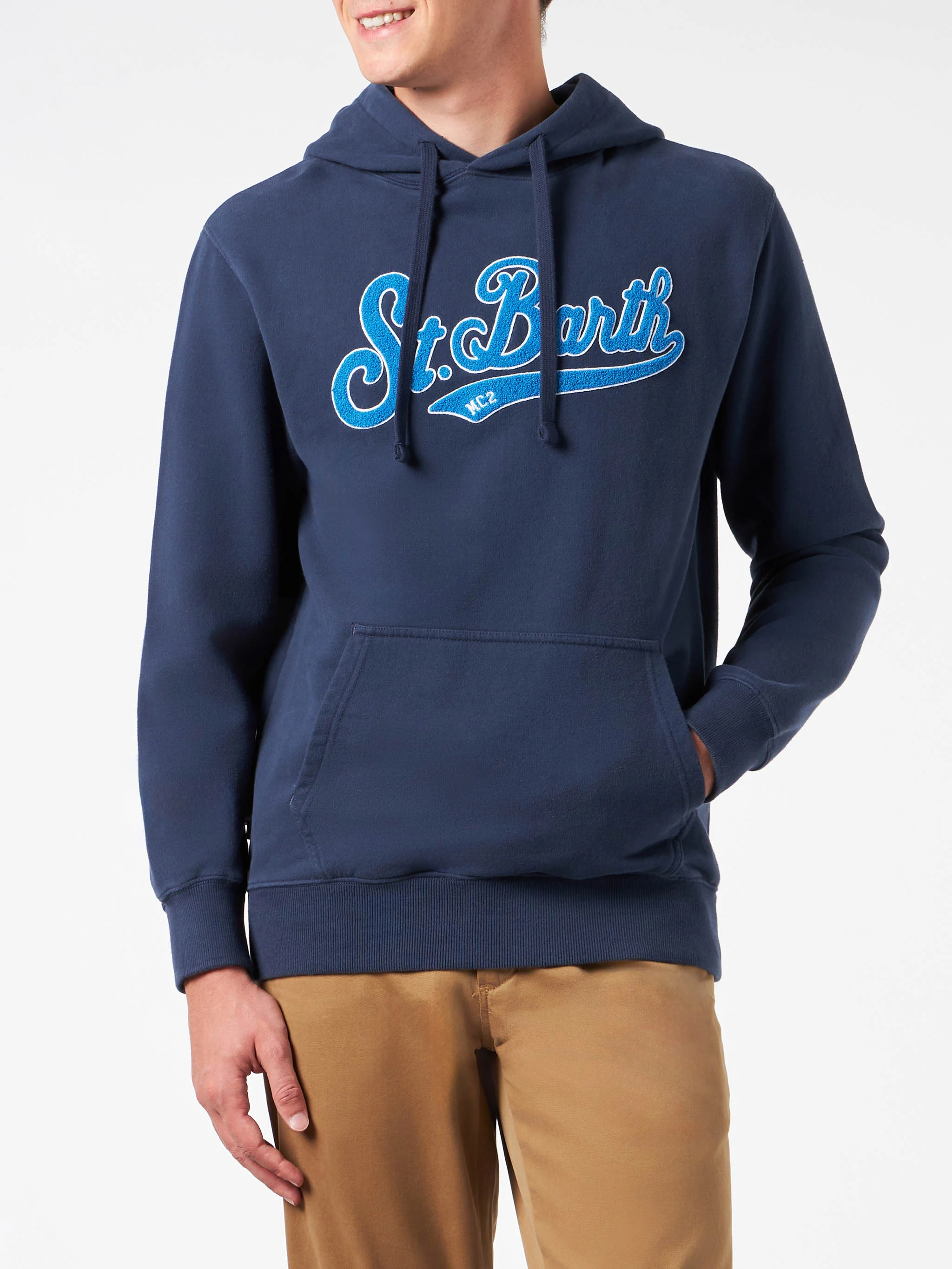 St. Blue Terry Patch herensweatshirt. Barth