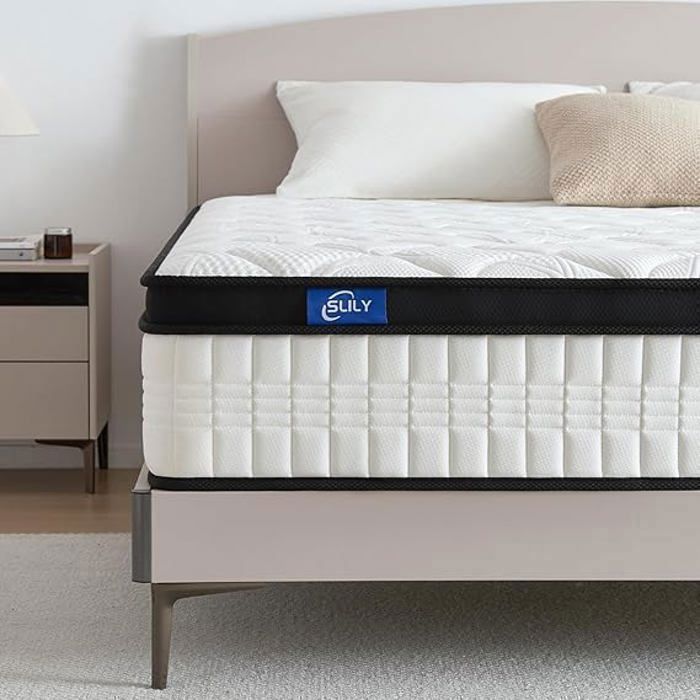 slily Mattress 160x200 Thickness 26cm, Hybrid Mattress Memory Foam Pocket Springs 7 Zones, Hypoallergenic, Firm