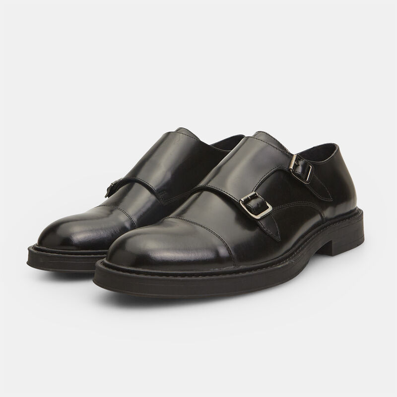 Eleganckie skórzane buty męskie z podwójnymi klamrami