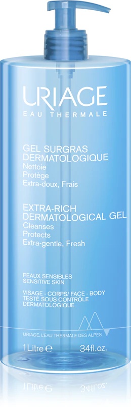 Uriage Hygiène ypač sodrus dermatologinis valomasis gelis veidui ir kūnui