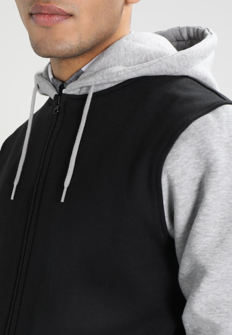 Felpa con cappuccio e zip bicolore Urban Classics - Felpa con zip - nero/grigio