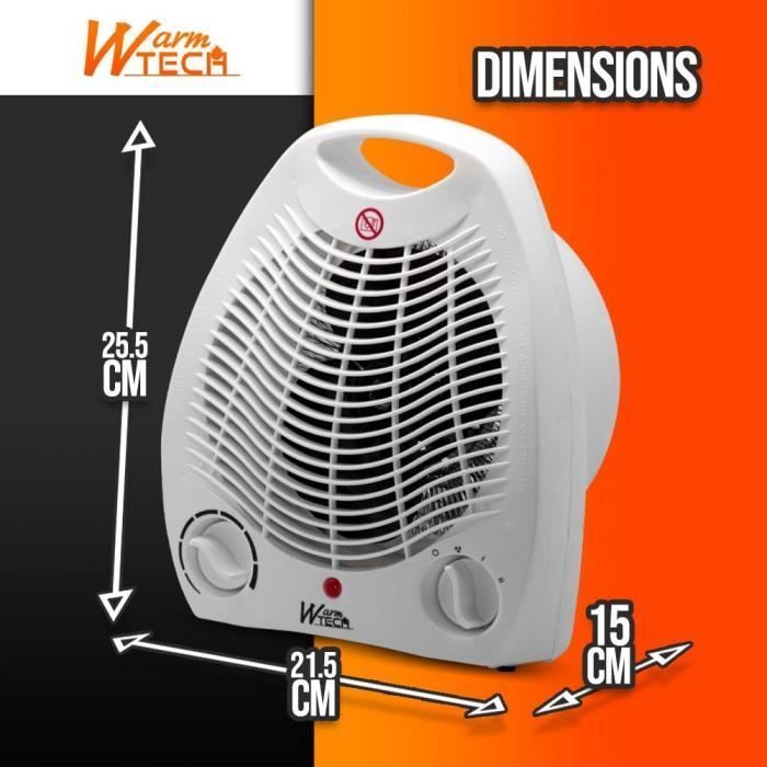 Termoventilatore - 2000W - WARM TECH - 240V - Fino a 15 m³ - Bianco