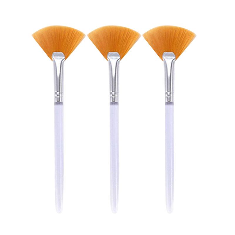 Conjunto de 3 Pincéis Faciais Práticos em Formato de Leque para Maquiagem, Macios e Portáteis, para Máscaras Faciais, Ferramentas Cosméticas para Mulheres e Meninas