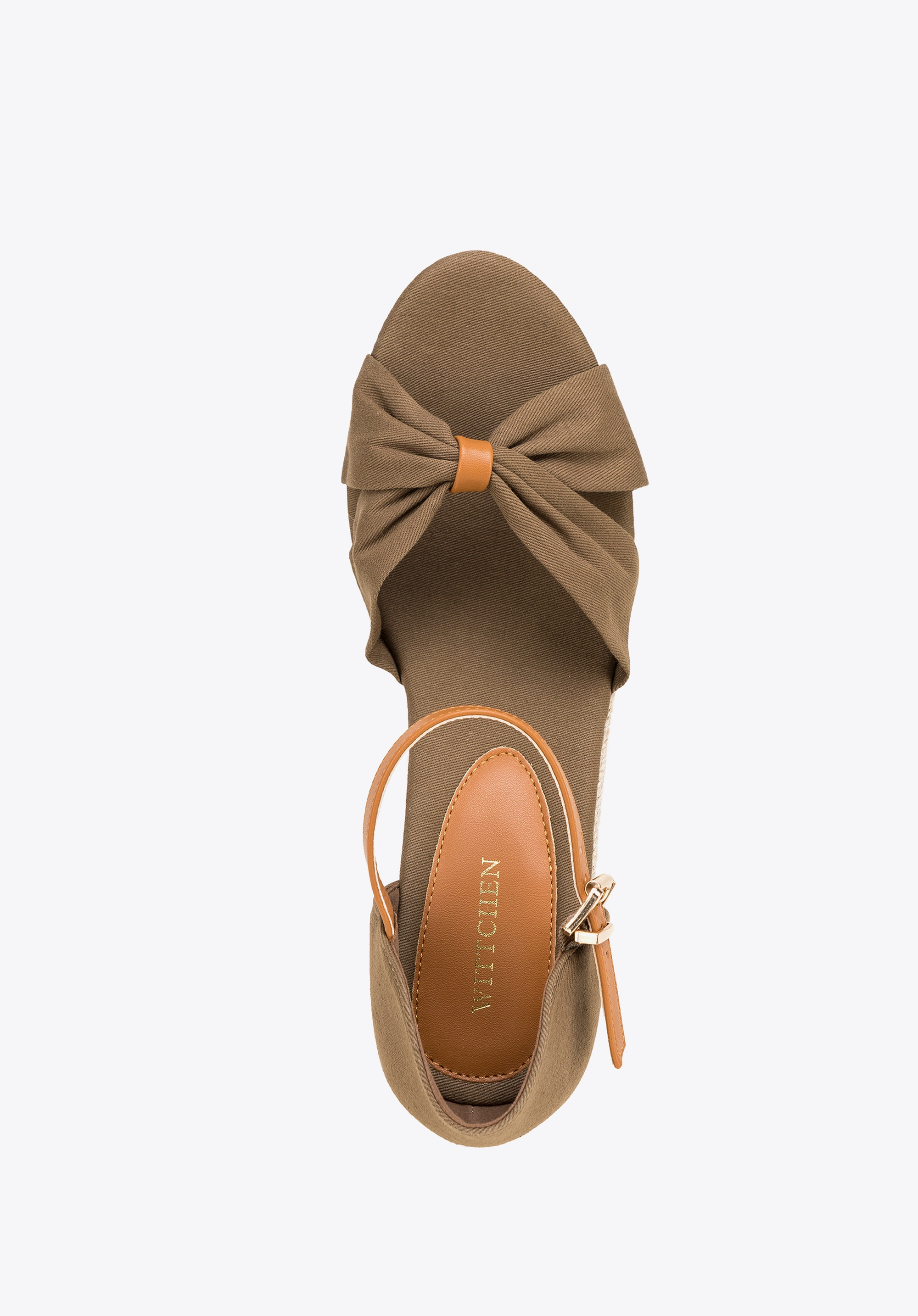 Damskie espadryle z kokardą z przodu khaki