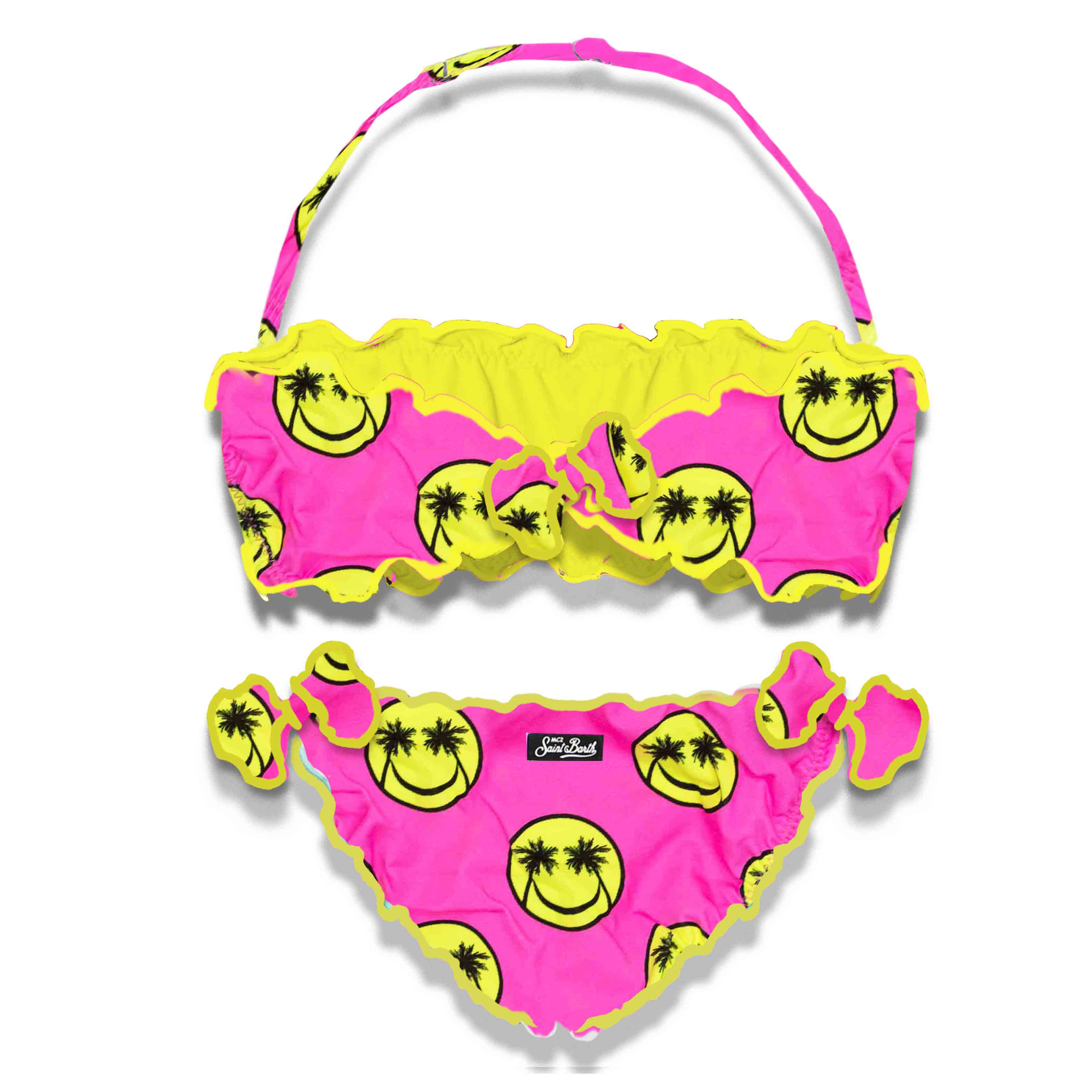 Djevojački bandeau bikini s printom osmijeha