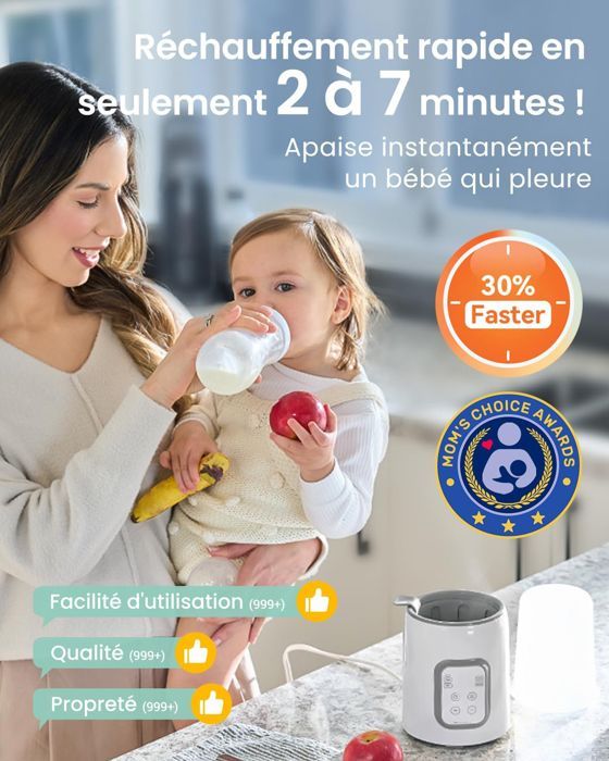 Scaldabiberon 8 in 1, Scaldabiberon elettrico rapido - Mantiene caldo il cibo del bambino e scongela