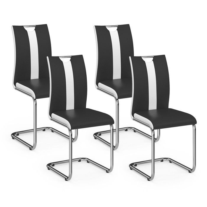 IDMARKET Set of 4 PIA dining chairs with black chrome legs