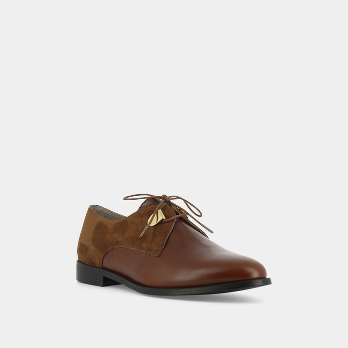 Derbies  en cuir et velours cognac