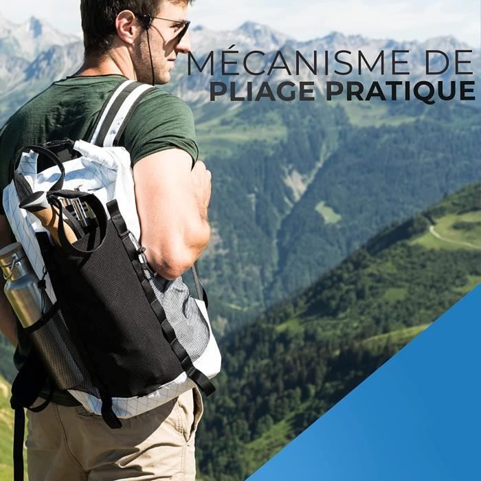 Bastón de senderismo - MARSEE - Plegable de aluminio - Resistente a los golpes - 291 g - Ajustable de 115 a 135 cm
