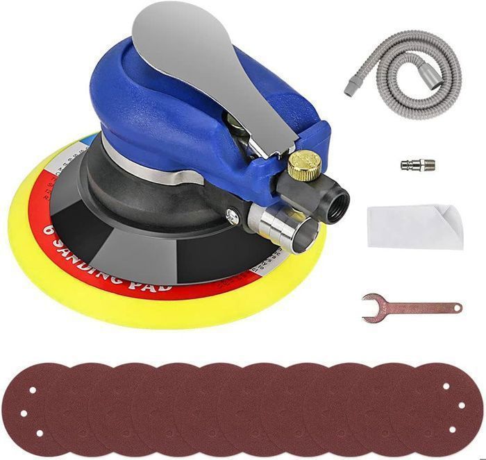 Ponceuse Excentrique 150mm - Ponceuse Pneumatique - Ponceuse Carrosserie Voiture - Bleu, 10,000 Orb/min - pour le polissage,ponçage