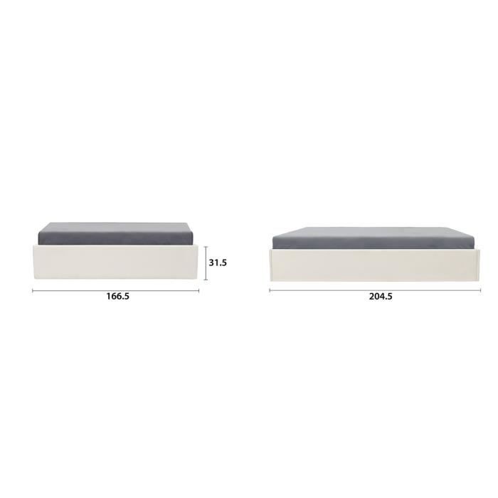 Cama adulta ECLIPSE 160x200 cm + arcón de almacenamiento - Tela beige