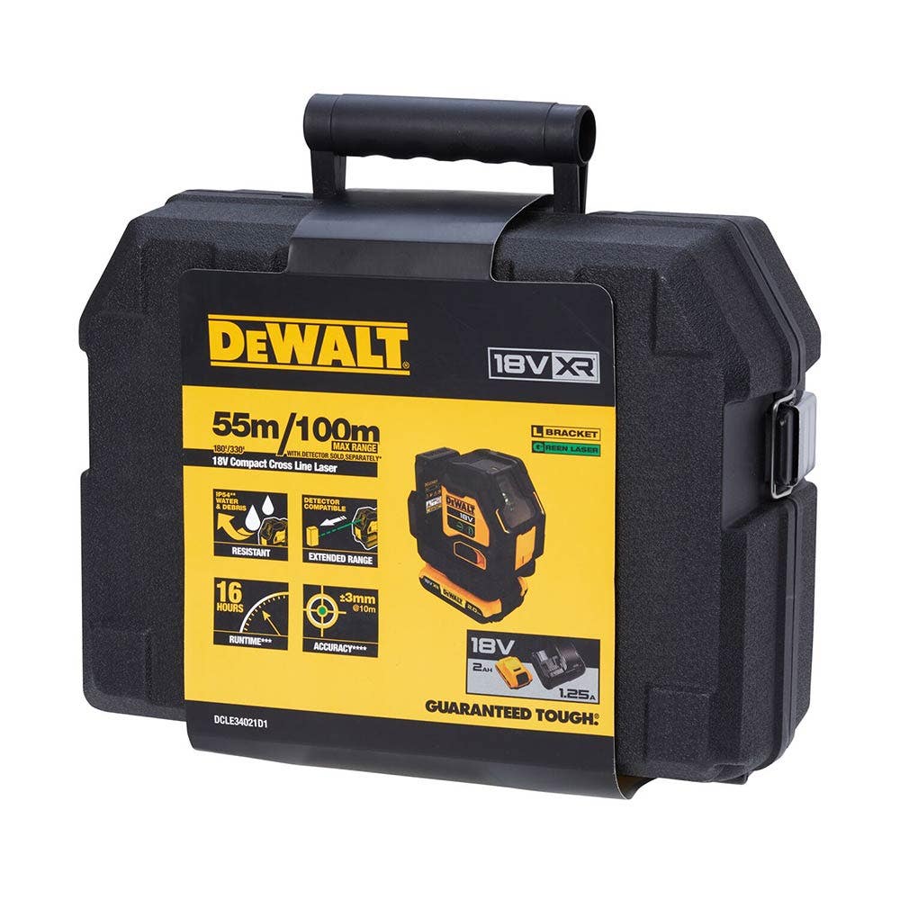 Kit de laser de linha cruzada verde compacto DEWALT 18V XR DCLE34021D1-XE