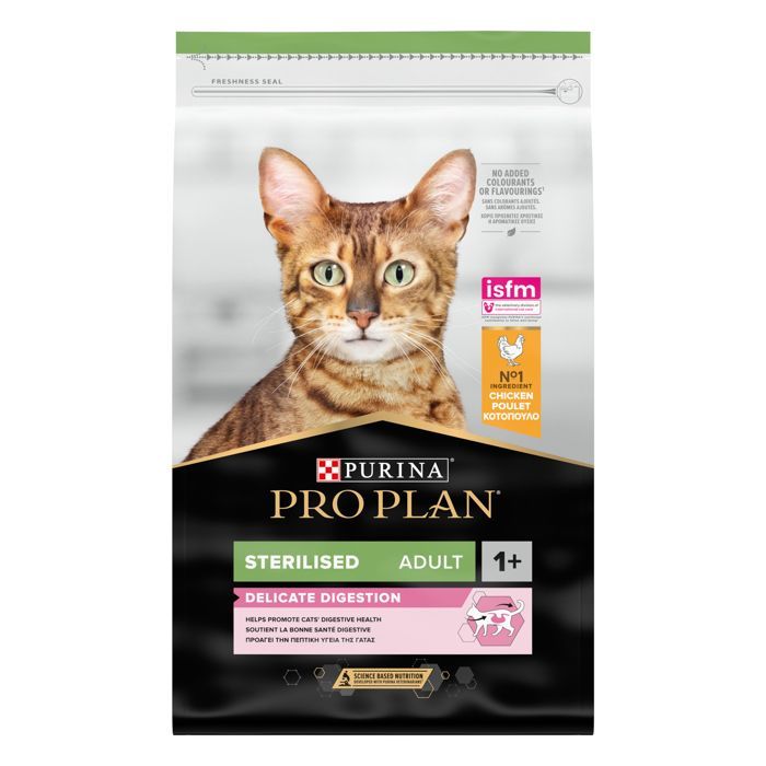 Pro Plan Sterilised Adult 1+ Delicate Digestion Riche en Poulet - 10kg - Croquettes complètes pour chats adultes