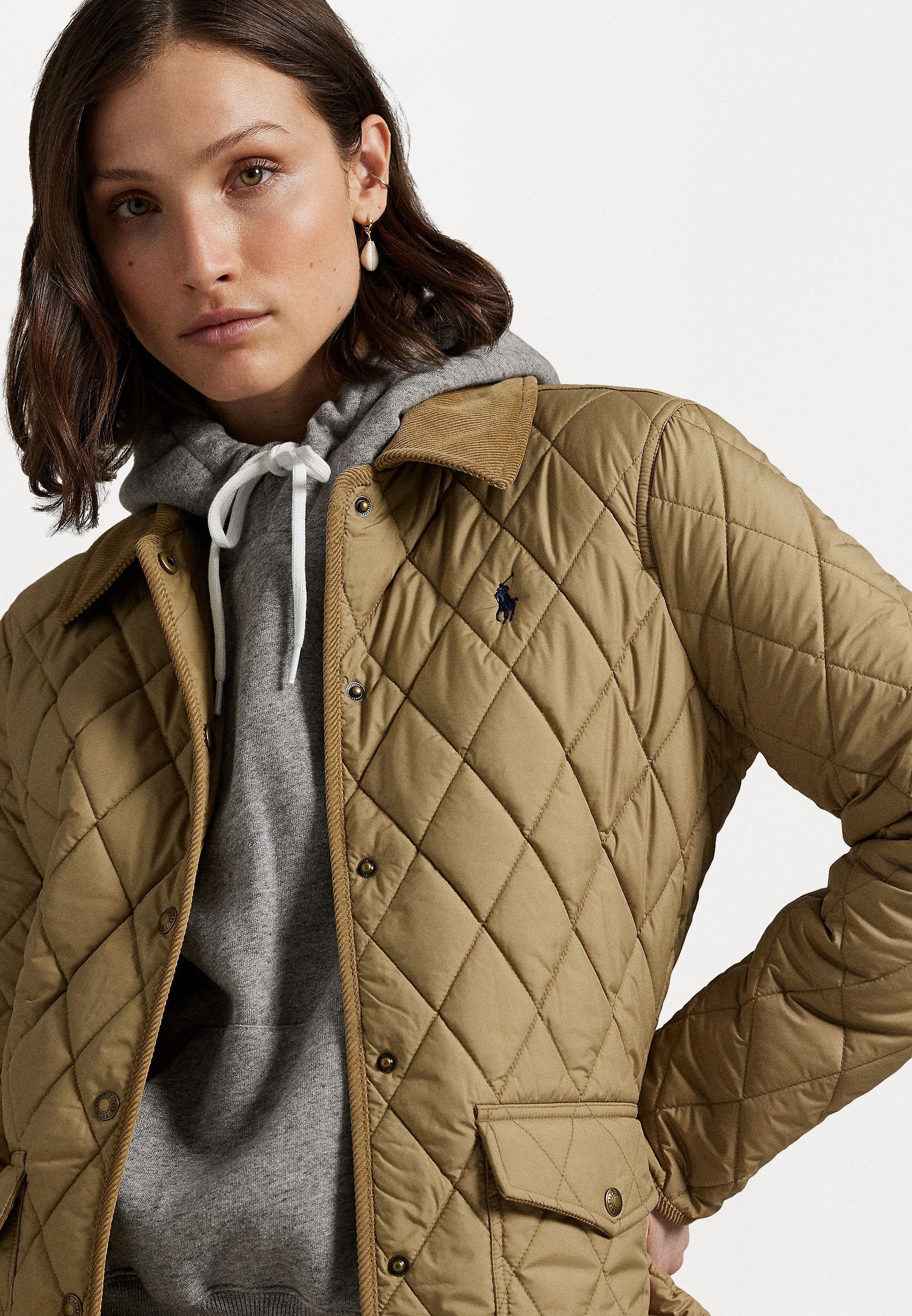 Polo Ralph Lauren CORDUROY TRIM QUILTED BARN JACKET - Lichte jas - desert khaki