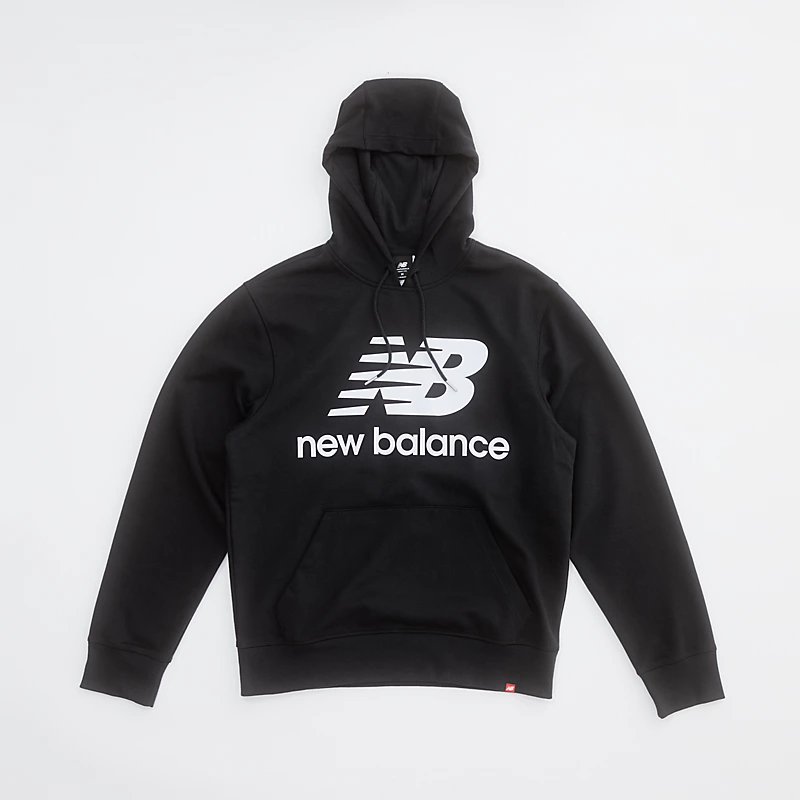 Męska bluza z kapturem NB Essentials Stacked Logo Po – CZARNY