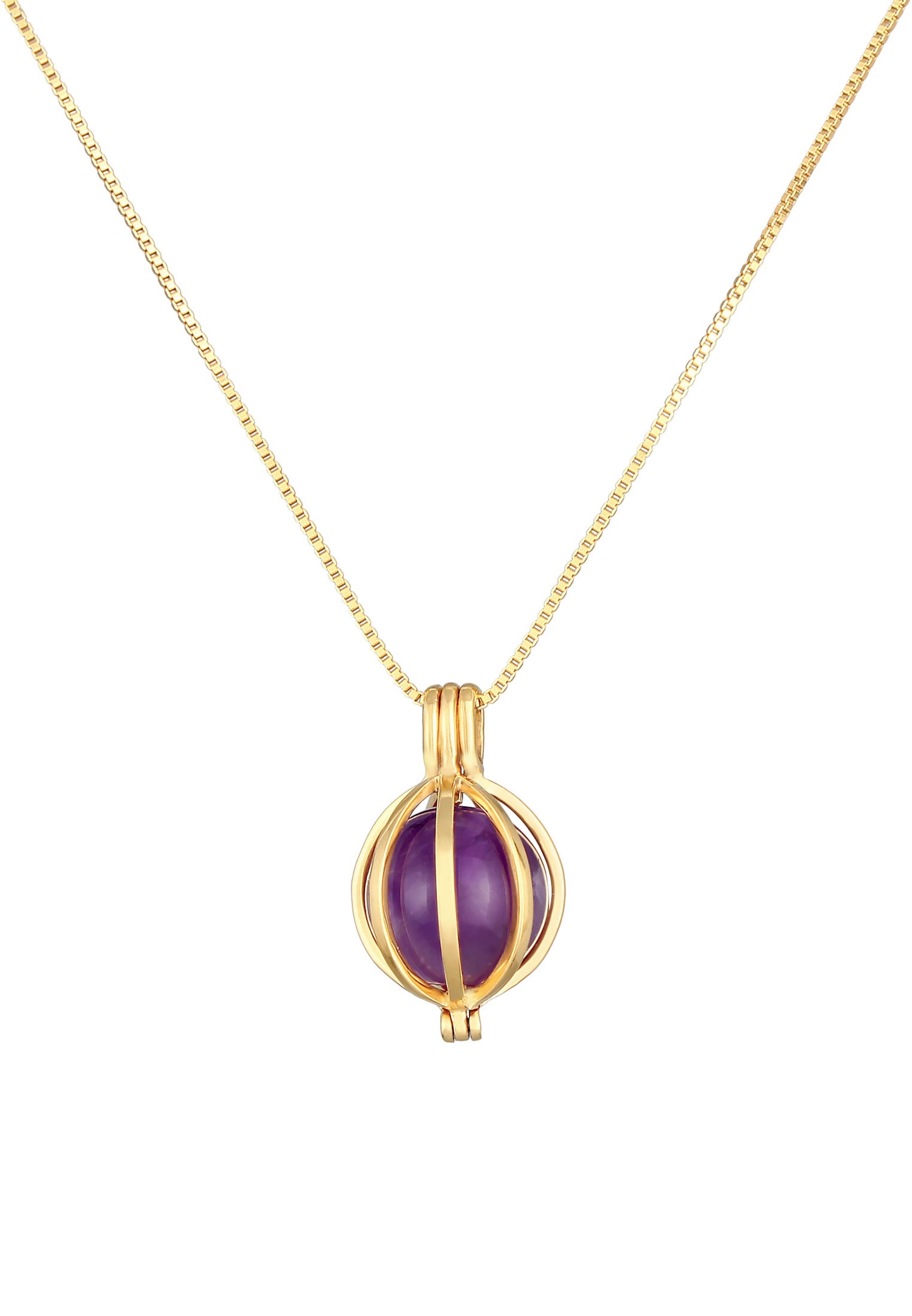 Elli PREMIUM Pendentif boule de dame Tendance violette avec améthyste en argent sterling 925 plaqué or