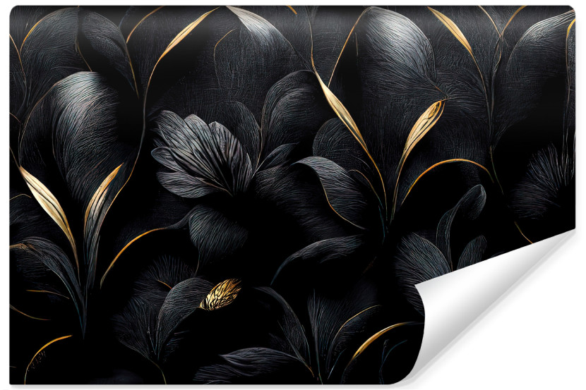 Fototapeta ABSTRAKCJA Czarne Liście Styl Glamour 90x60cm