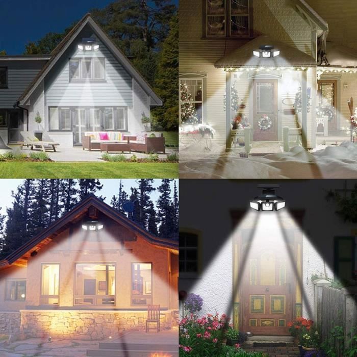 Applique murale, éclairage extérieur solaire avec détecteur de mouvement, projecteur extérieur LED 74LED lumière extérieure