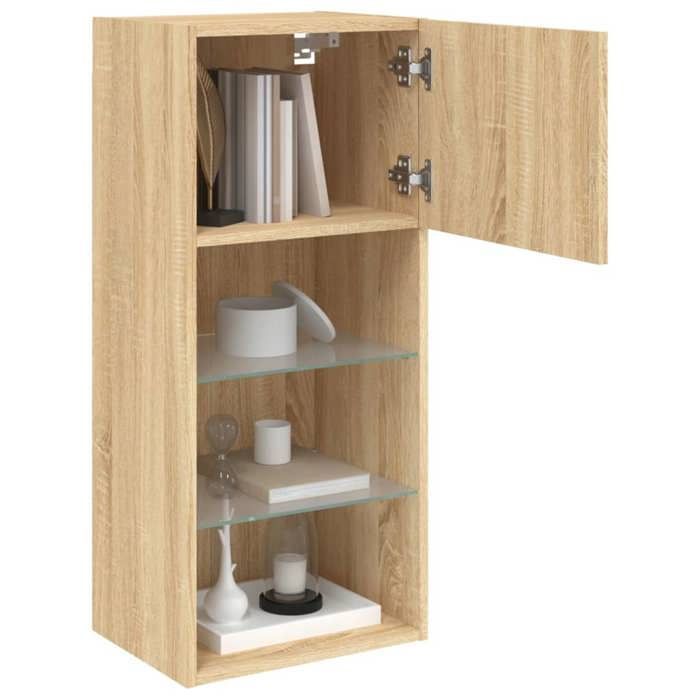 vidaXL Meubles TV avec Lumières LED 2 pcs, Armoires de Télévision Murales, Meubles Télé avec Rangement Salon Salle de 837048