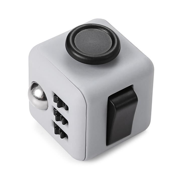 Fidget Cube Anti-ansia con spinner manuale - SWAREY - Giocattolo da dito con 6 funzioni - Grigio