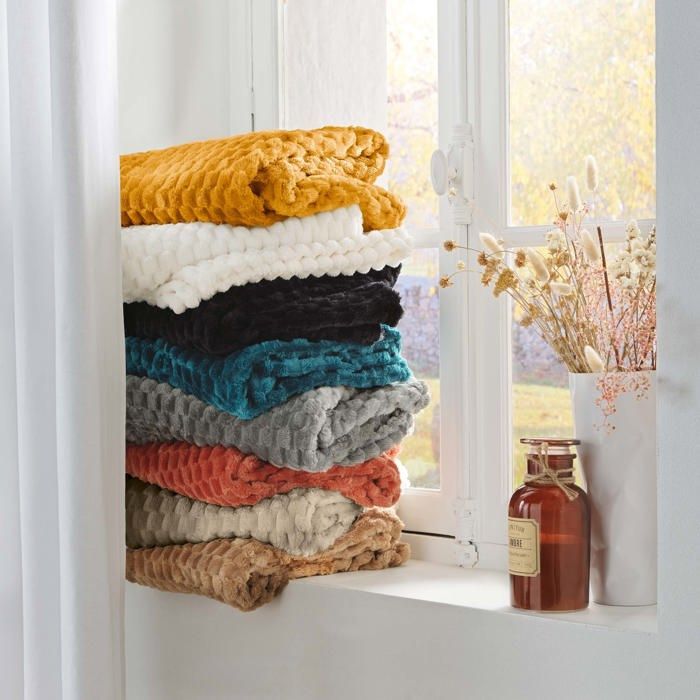 Plaid flanelle relief 125 x 150 cm Mini Breetzy terracotta