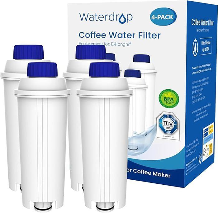 Waterdrop waterfilter, vervanging voor DeLonghi ECAM, Eletta, Dinamica, DLSC002, Magnifica(4) koffiemachines