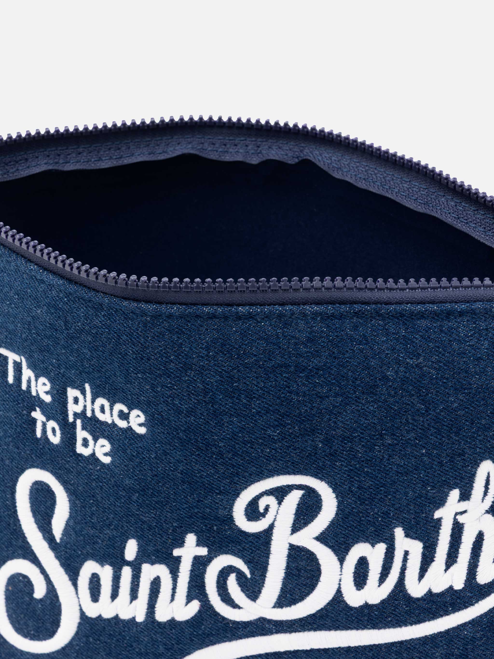 Aline L clutch tas met denimlook