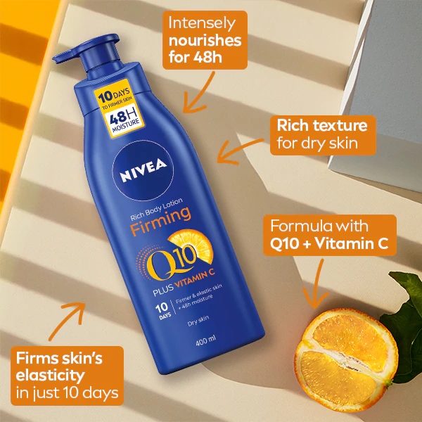 NIVEA Q10 + vitamín C spevňujúce telové mlieko pre suchú pokožku 400 ml