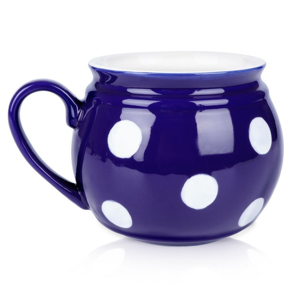 Kubek ceramiczny niebieski w grochy 850 ml