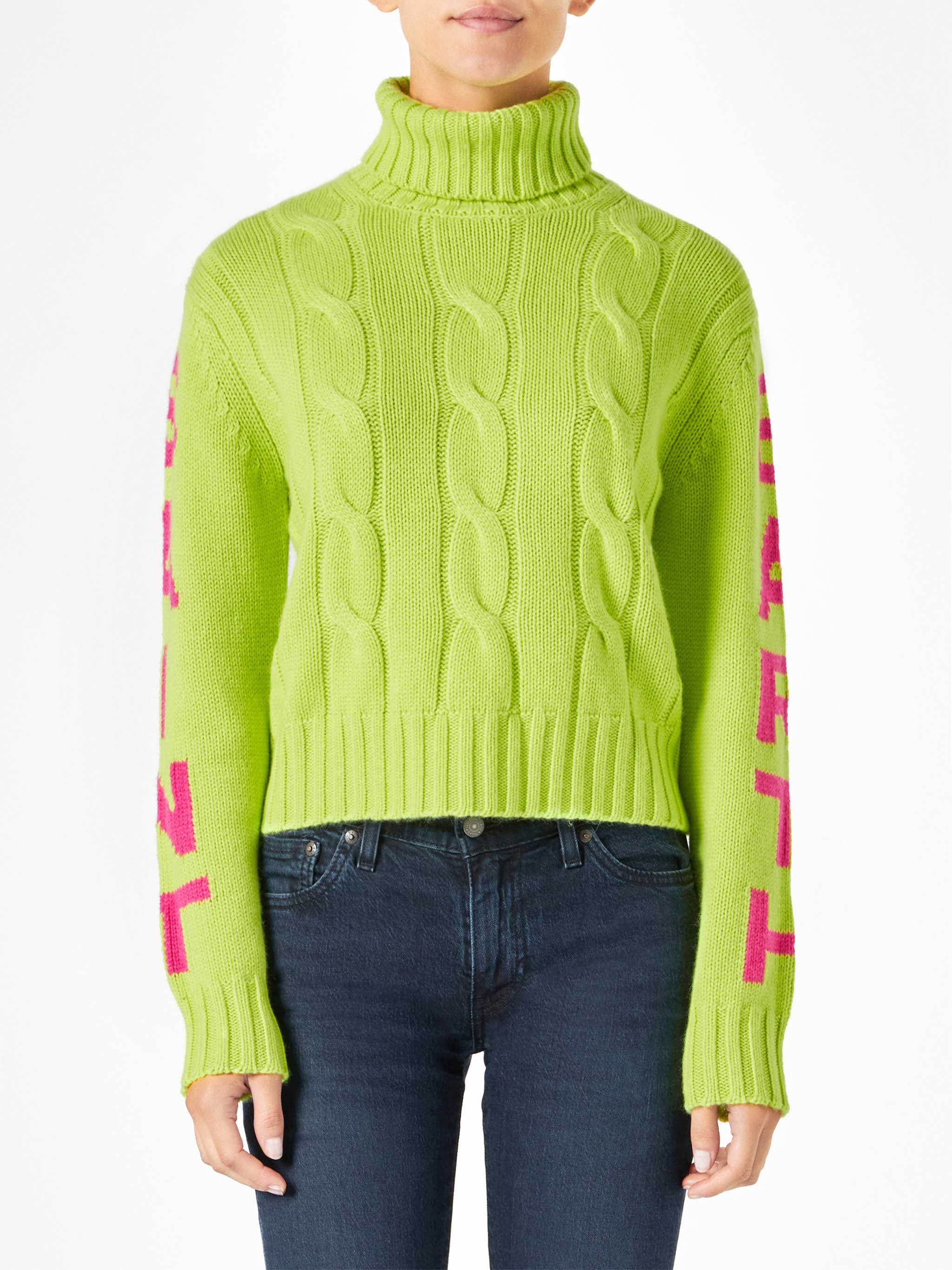 Damestrui met col, fluorescerend geel