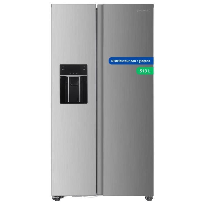 GEDTECH GSBSA513IX Side-by-Side American Refrigerator 513L - Water Dispenser and Automatic Ice Maker - Stainless Steel
