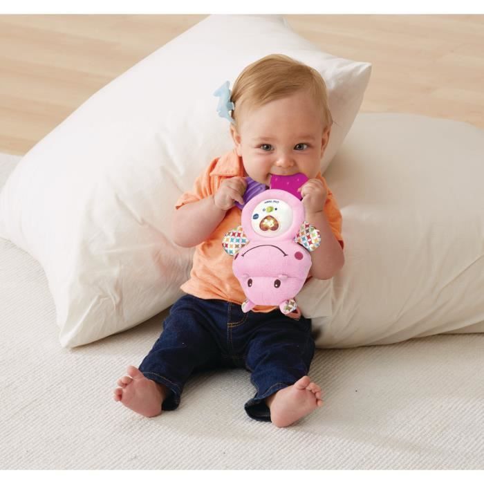 VTECH BABY - Croc'Hippo Rammelaar - Roze Pluche Speelgoed met Structuur