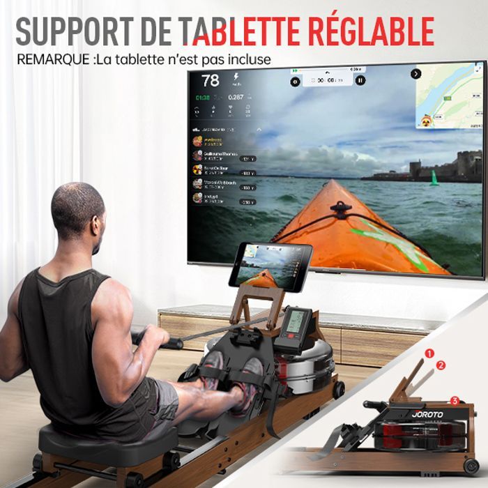 Water rower - JOROTO - MR280Pro - Solid oak - Foldable - Bluetooth monitor (Kinomap)